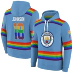 Custom Manchester City Rainbow Stripes Sky Blue Hoodie Best Selling