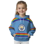 Custom Manchester City Rainbow Stripes Sky Blue Hoodie Best Selling