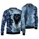 Custom Manchester City Skull Collage Sky Blue Sweater Best Selling