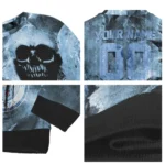 Custom Manchester City Skull Collage Sky Blue Sweater Best Selling