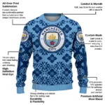 Custom Manchester City Snowflake Matrix Sky Blue Sweater Best Selling
