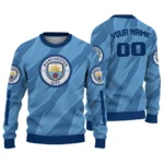 Custom Manchester City Stripe Motion Sky Blue Sweater Best Selling