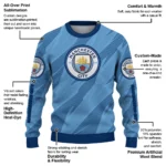 Custom Manchester City Stripe Motion Sky Blue Sweater Best Selling