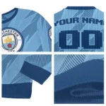 Custom Manchester City Stripe Motion Sky Blue Sweater Best Selling