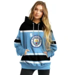 Custom Manchester City Striped Pattern Sky Blue Hoodie Best Selling