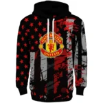 Custom Manchester United Distressed Flag Red Black Hoodie Best Selling