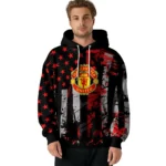 Custom Manchester United Distressed Flag Red Black Hoodie Best Selling