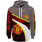 Custom Manchester United Hexagonal Mesh Red Black Gray Hoodie Best Selling