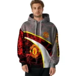 Custom Manchester United Hexagonal Mesh Red Black Gray Hoodie Best Selling