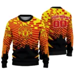 Custom Manchester United Pixel Flow Red Black Sweater Best Selling