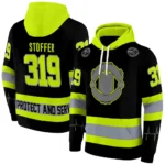 Custom Manchester United Safety Motif Black Neon Green Hoodie Best Selling
