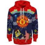 Custom Manchester United Spongebob Patrick Star Red Navy Hoodie Best Selling