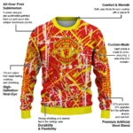 Custom Manchester United Streak Overlay Red Sweater Best Selling