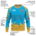 Custom Newcastle United Flame Border Blue Sweater Best Selling