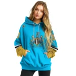 Custom Newcastle United Striped Sleeves Blue Hoodie Best Selling