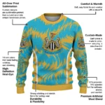 Custom Newcastle United Swirl Flow Blue Sweater Best Selling