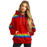 Custom Nottingham Forest Rainbow Stripes Red Hoodie Best Selling