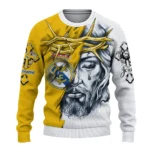 Custom Real Madrid Jesus Tears Yellow White Sweater Best Selling