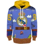 Custom Real Madrid Mario Blue Black Hoodie Best Selling