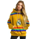 Custom Real Madrid Rainbow Stripes Yellow Hoodie Best Selling