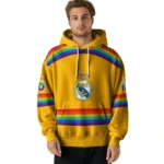 Custom Real Madrid Rainbow Stripes Yellow Hoodie Best Selling