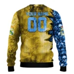 Custom Real Madrid Skull Collage Yellow Sweater Best Selling