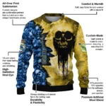 Custom Real Madrid Skull Collage Yellow Sweater Best Selling