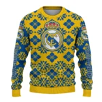 Custom Real Madrid Snowflake Matrix Yellow Sweater Best Selling