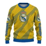 Custom Real Madrid Stripe Motion Yellow Sweater Best Selling