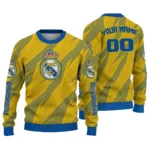 Custom Real Madrid Stripe Motion Yellow Sweater Best Selling
