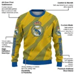 Custom Real Madrid Stripe Motion Yellow Sweater Best Selling