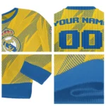 Custom Real Madrid Stripe Motion Yellow Sweater Best Selling
