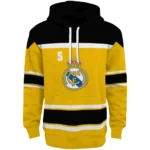 Custom Real Madrid Striped Pattern Yellow Hoodie Best Selling