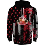 Custom Sunderland Distressed Flag Red Black Hoodie Best Selling
