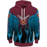 Custom West Ham United Flame Design Claret Hoodie Best Selling