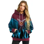 Custom West Ham United Flame Design Claret Hoodie Best Selling