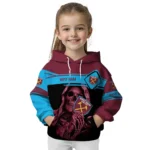 Custom West Ham United Grim Reaper Claret Black Hoodie Best Selling