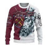 Custom West Ham United Jesus Tears Claret White Sweater Best Selling