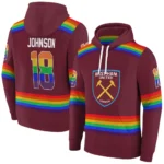 Custom West Ham United Rainbow Stripes Claret Hoodie Best Selling
