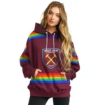 Custom West Ham United Rainbow Stripes Claret Hoodie Best Selling