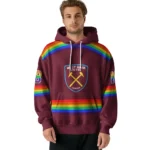 Custom West Ham United Rainbow Stripes Claret Hoodie Best Selling