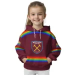 Custom West Ham United Rainbow Stripes Claret Hoodie Best Selling