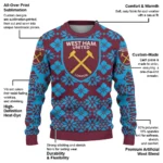 Custom West Ham United Snowflake Matrix Claret Sweater Best Selling