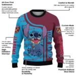 Custom West Ham United Stitch Art Prints Claret Sweater Best Selling