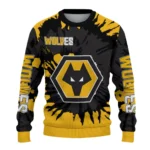 Custom Wolverhampton Wanderers Burst Swirl Old Gold Sweater Best Selling