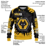 Custom Wolverhampton Wanderers Burst Swirl Old Gold Sweater Best Selling