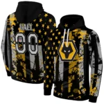 Custom Wolverhampton Wanderers Distressed Flag Old Gold Black Hoodie Best Selling