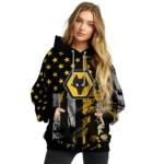 Custom Wolverhampton Wanderers Distressed Flag Old Gold Black Hoodie Best Selling