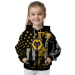 Custom Wolverhampton Wanderers Distressed Flag Old Gold Black Hoodie Best Selling