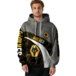 Custom Wolverhampton Wanderers Hexagonal Mesh Old Gold Black Gray Hoodie Best Selling